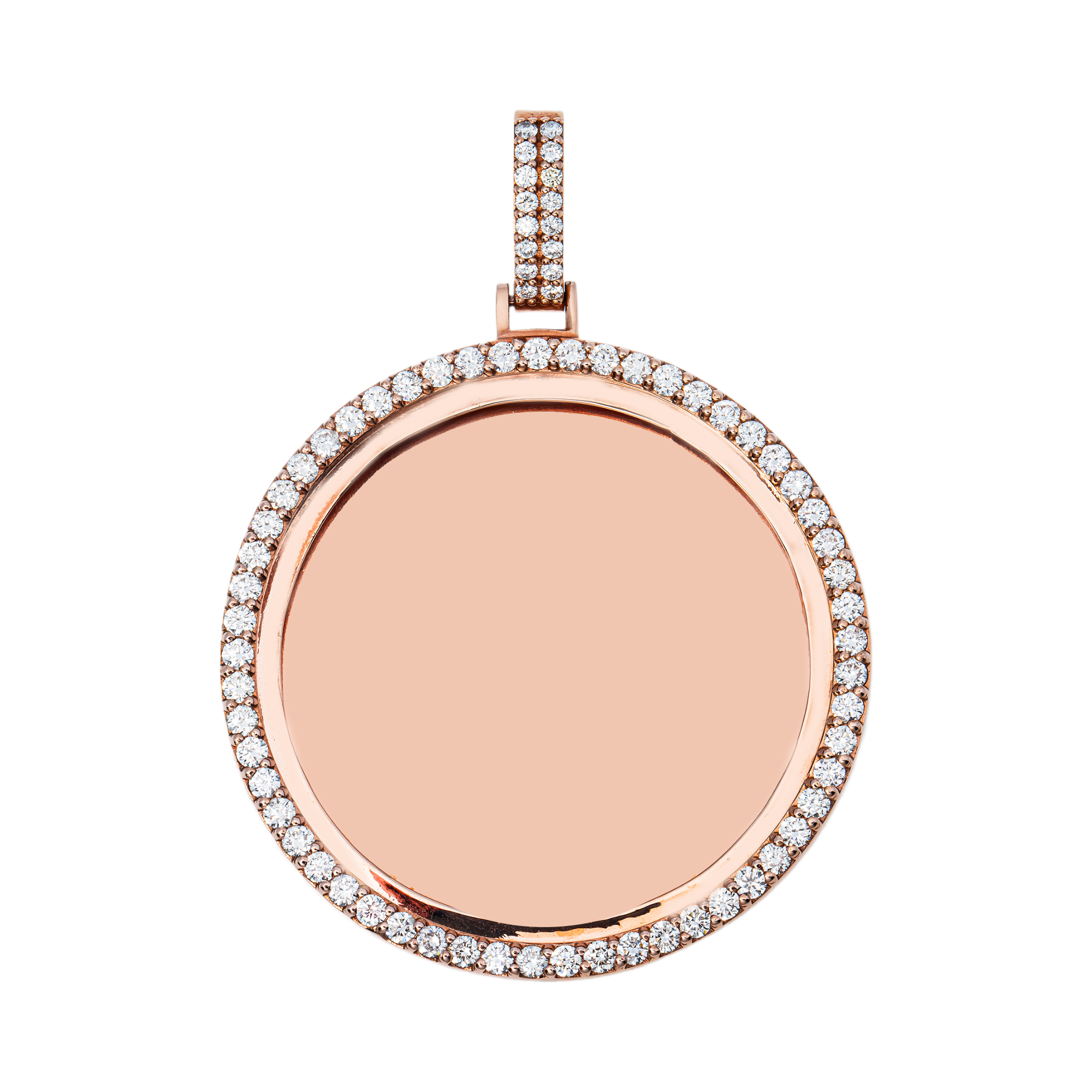 14k Rose Gold Picture Pendant With Diamond Border