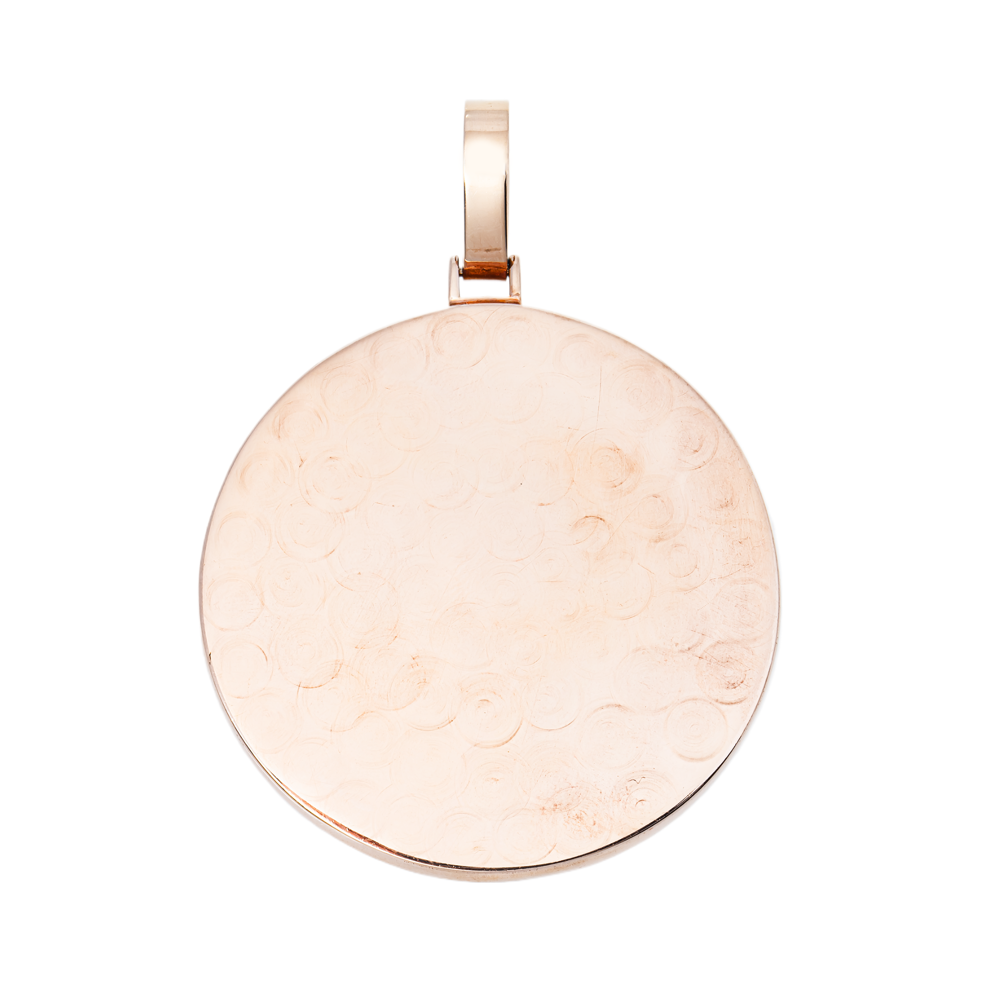 14k Rose Gold Picture Pendant With Diamond Border