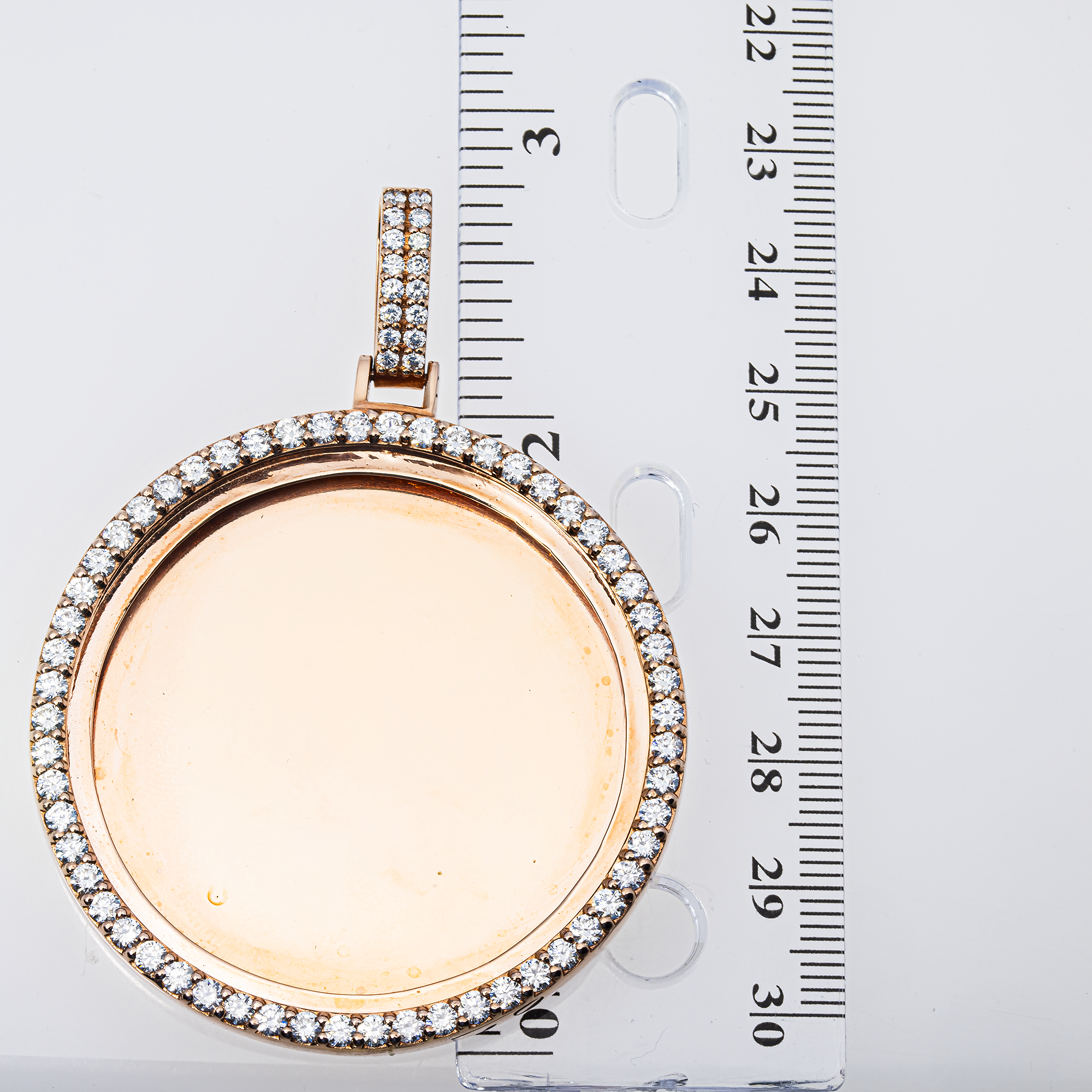 14k Rose Gold Picture Pendant With Diamond Border