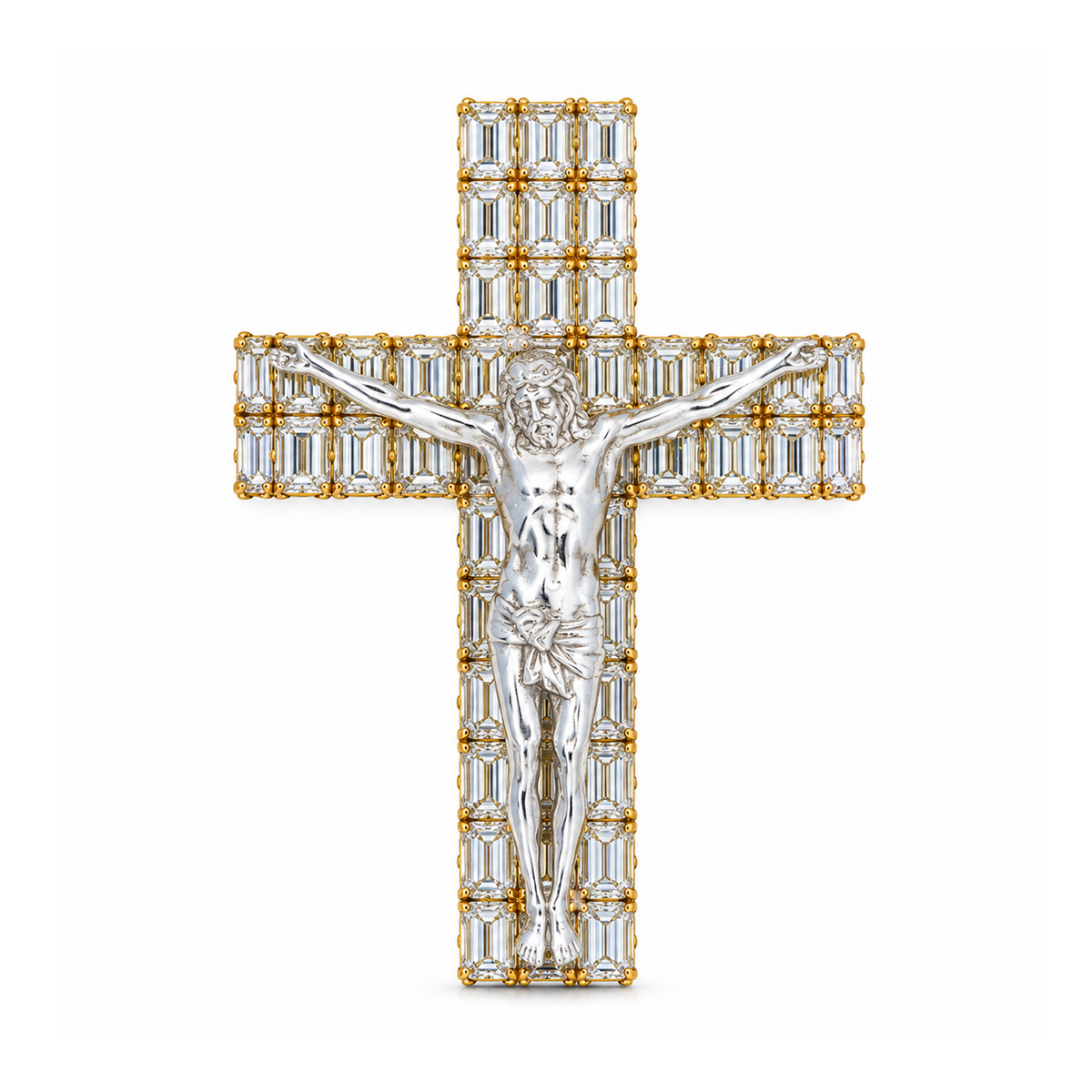 14K Rose Cross With Jesus Pendant