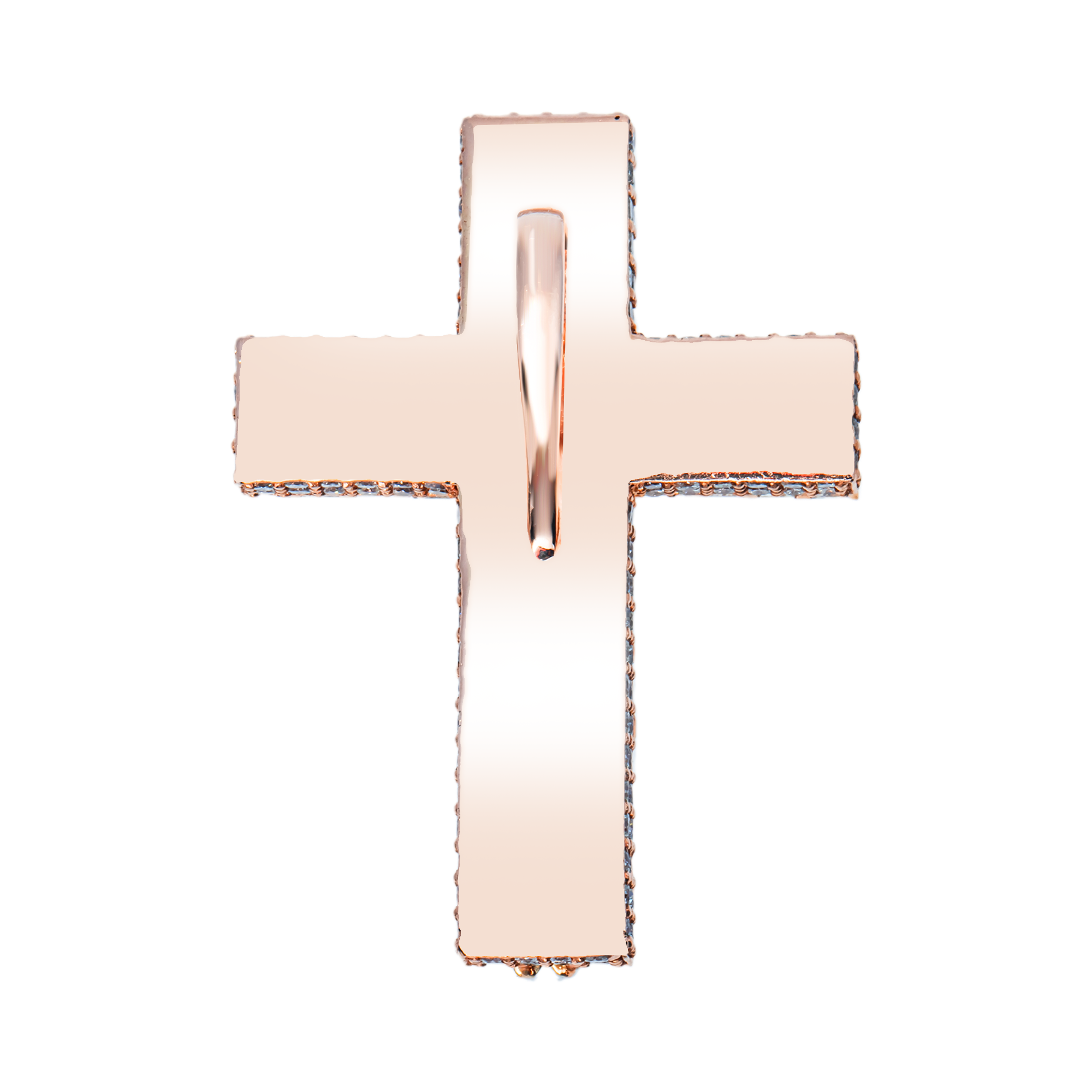 14K Rose Gold Cuban Link Cross