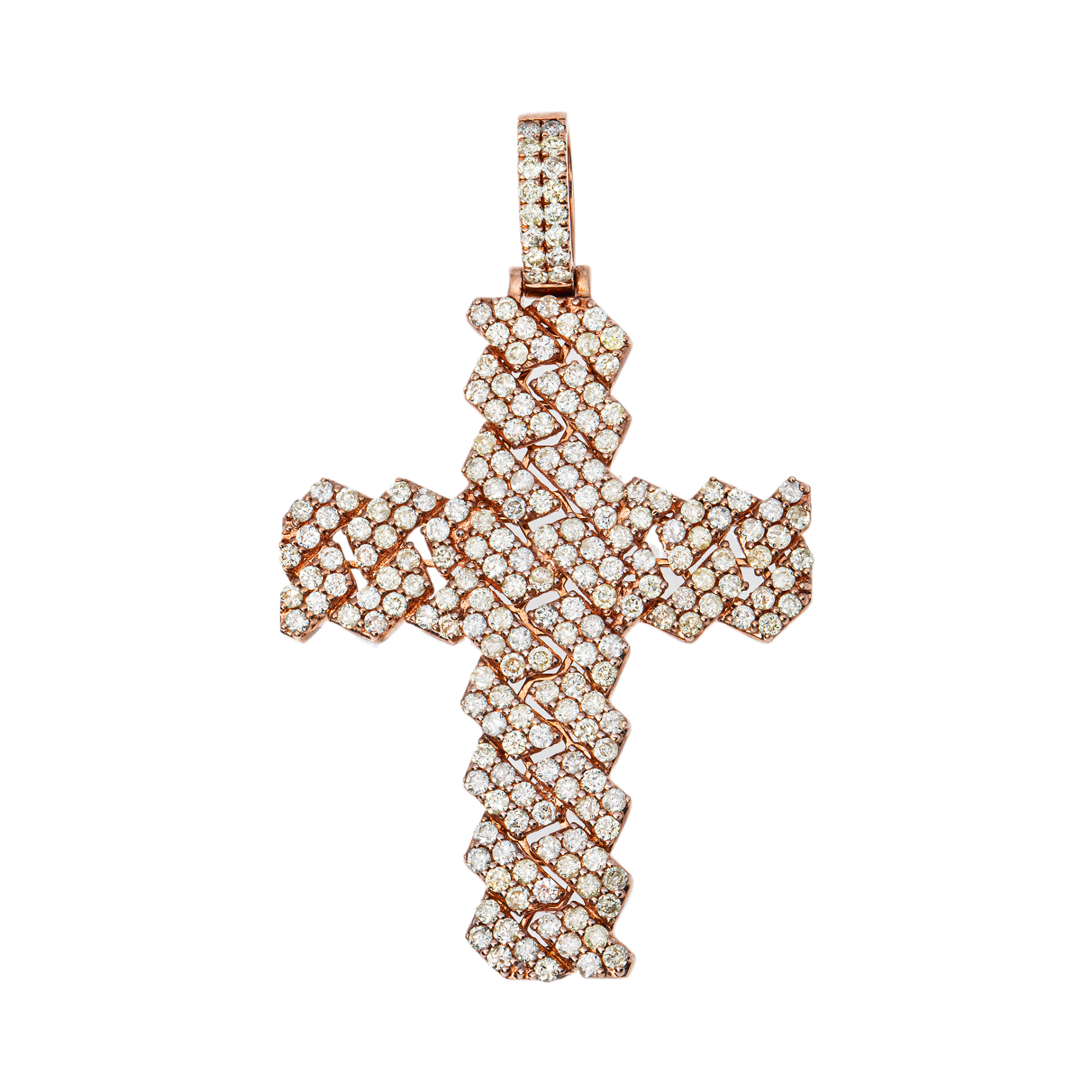 14K Rose Gold Cuban Link Cross