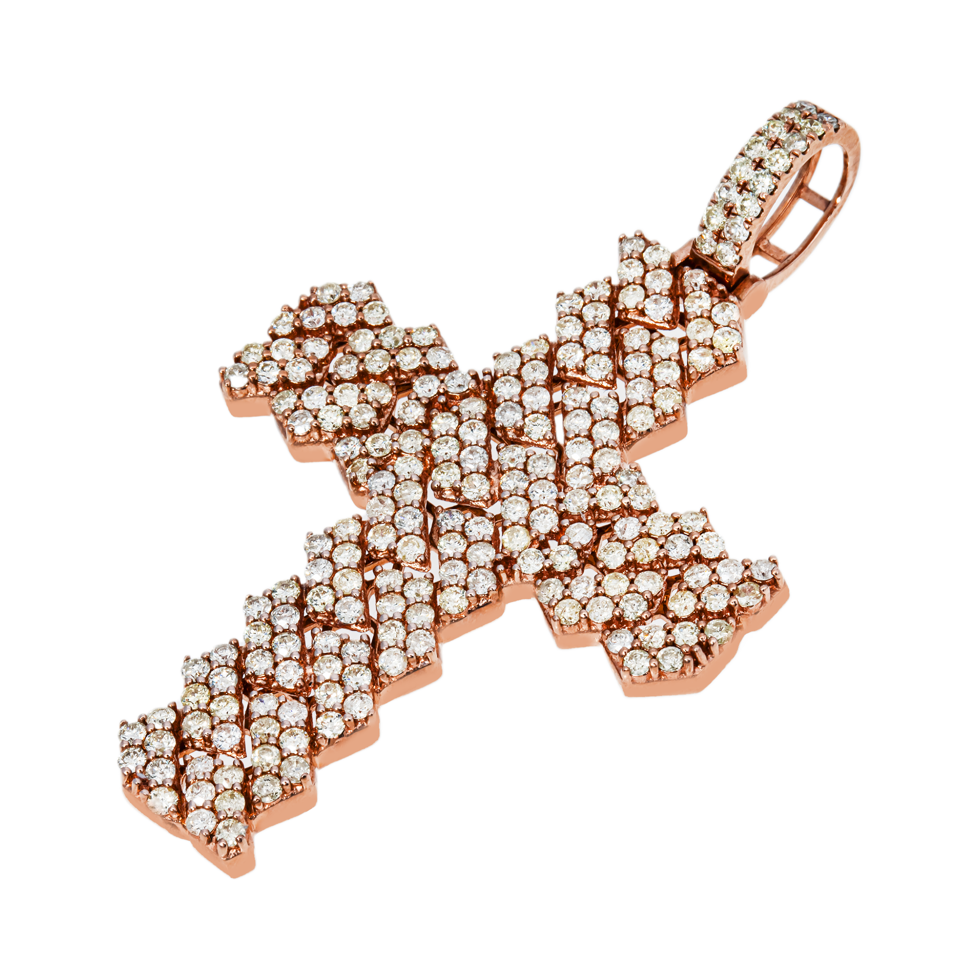 14K Rose Gold Cuban Link Cross