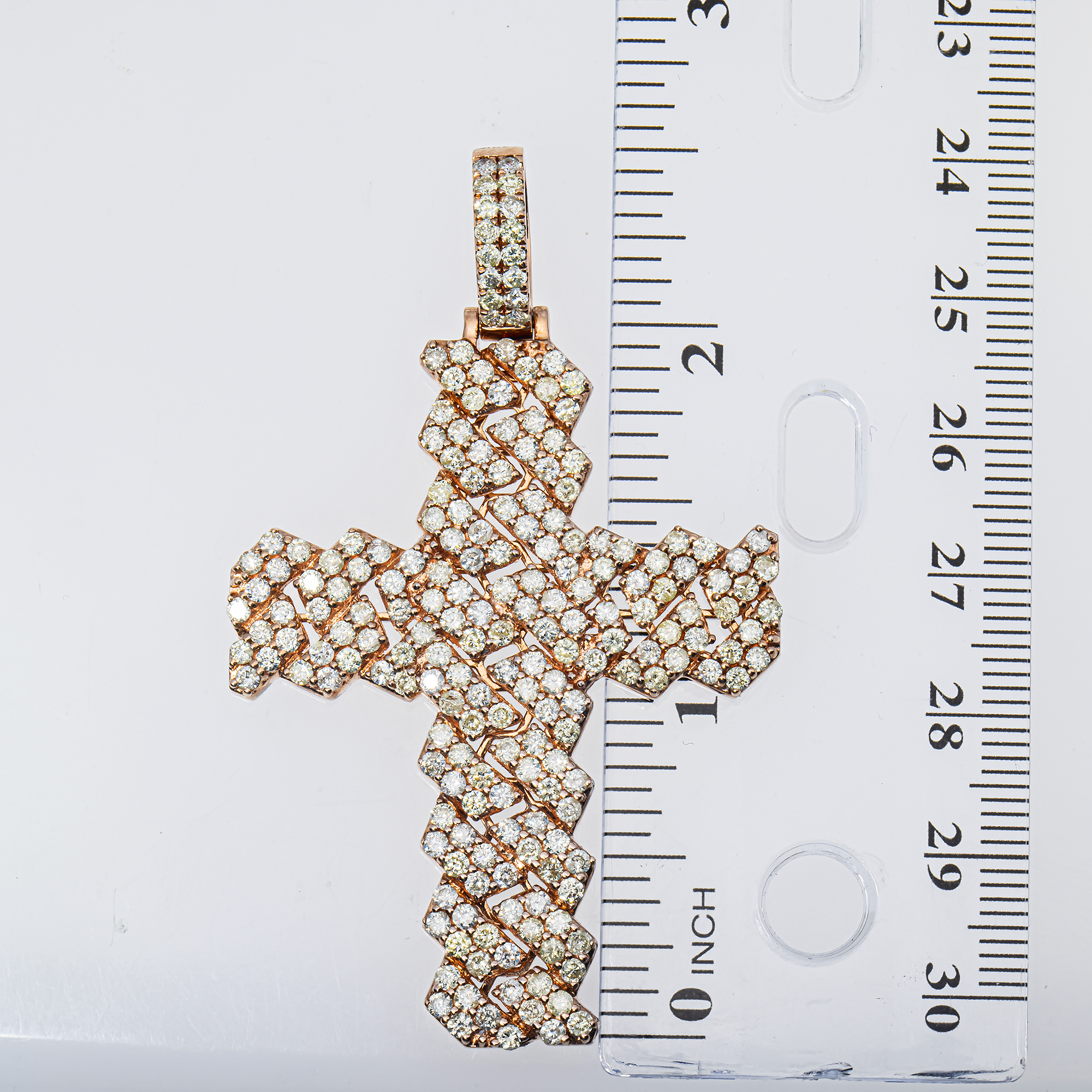 14K Rose Gold Cuban Link Cross
