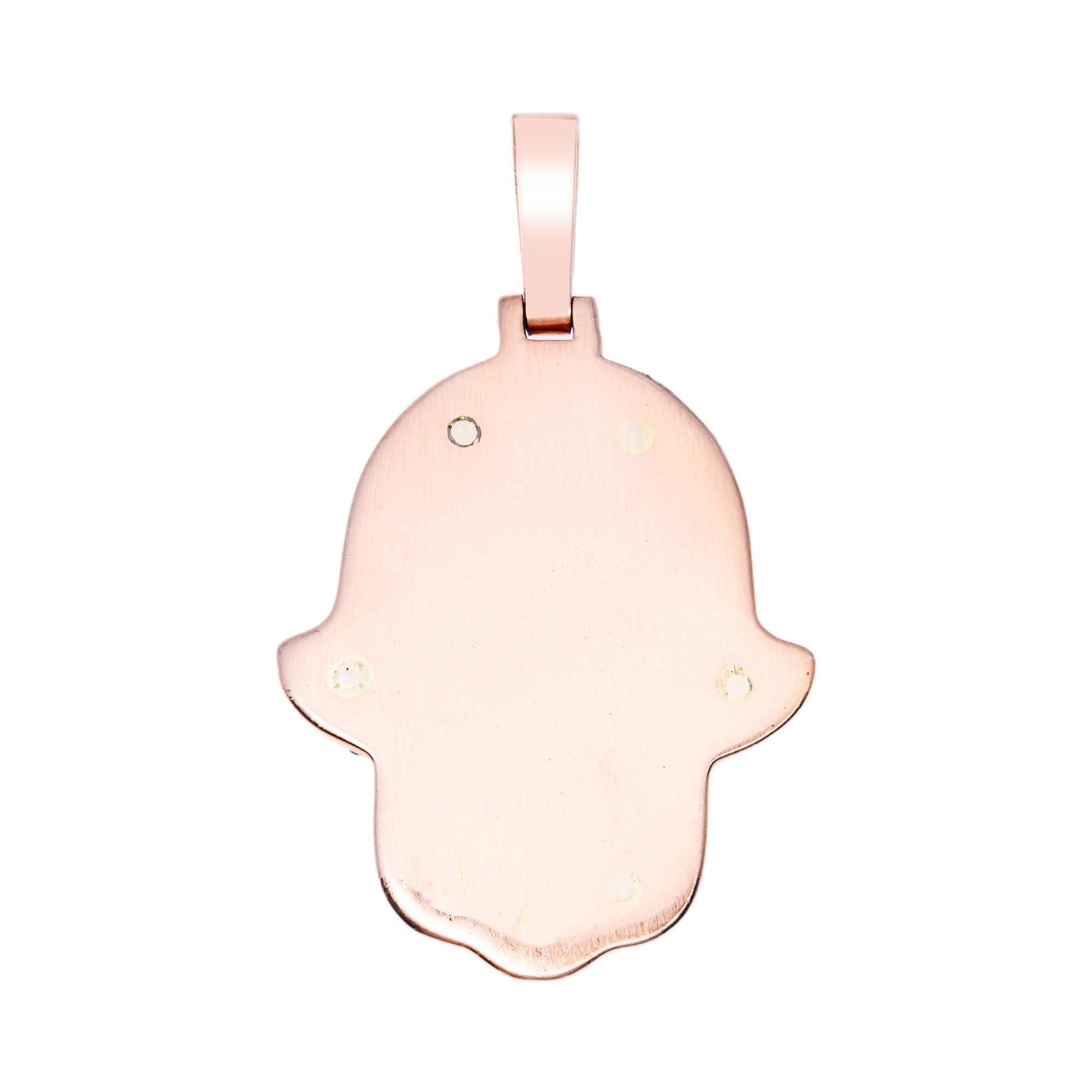 14k Two Tone Rose and White Gold Hamsa Pendant