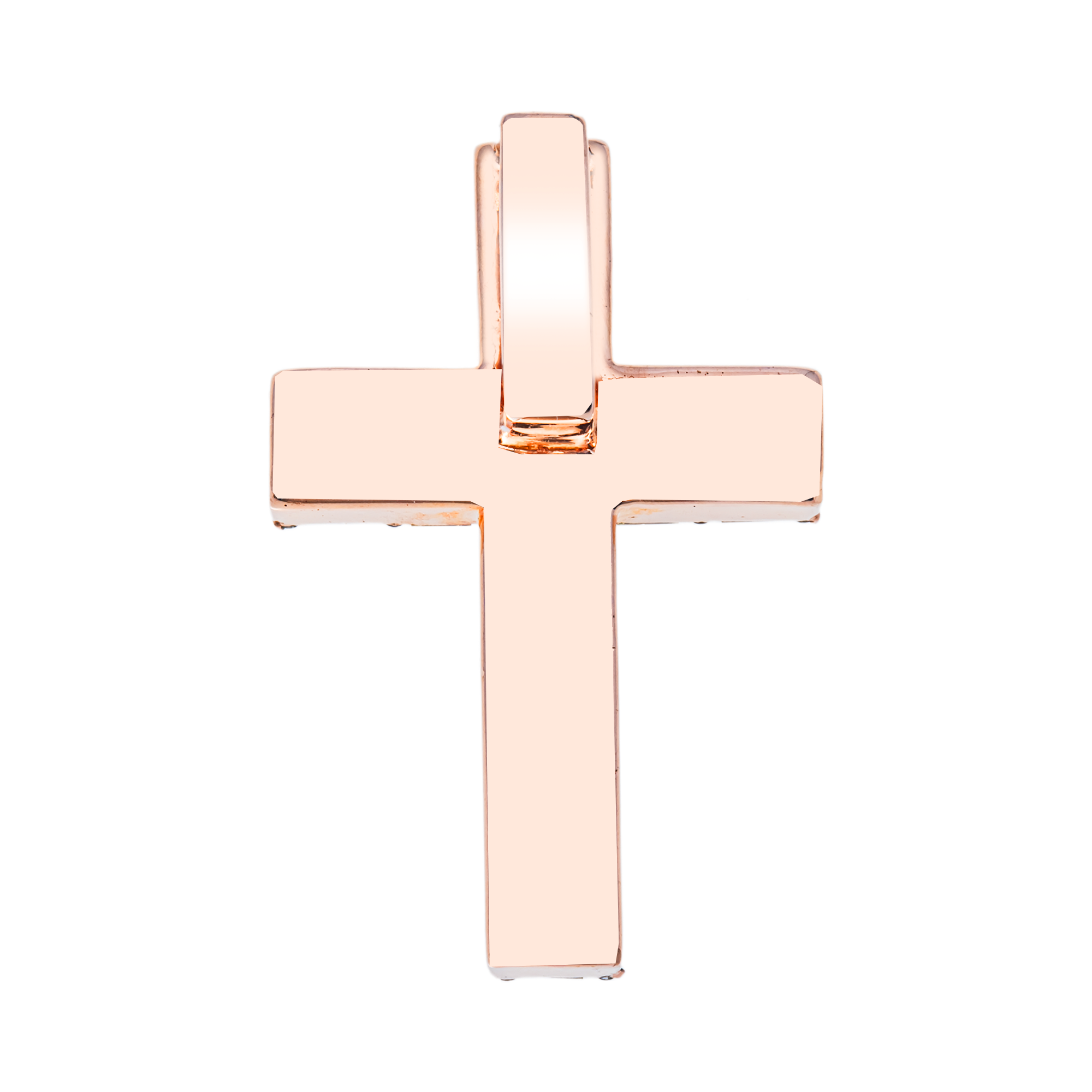 14K Rose Emerald And Circle Diamond Cross Pendant