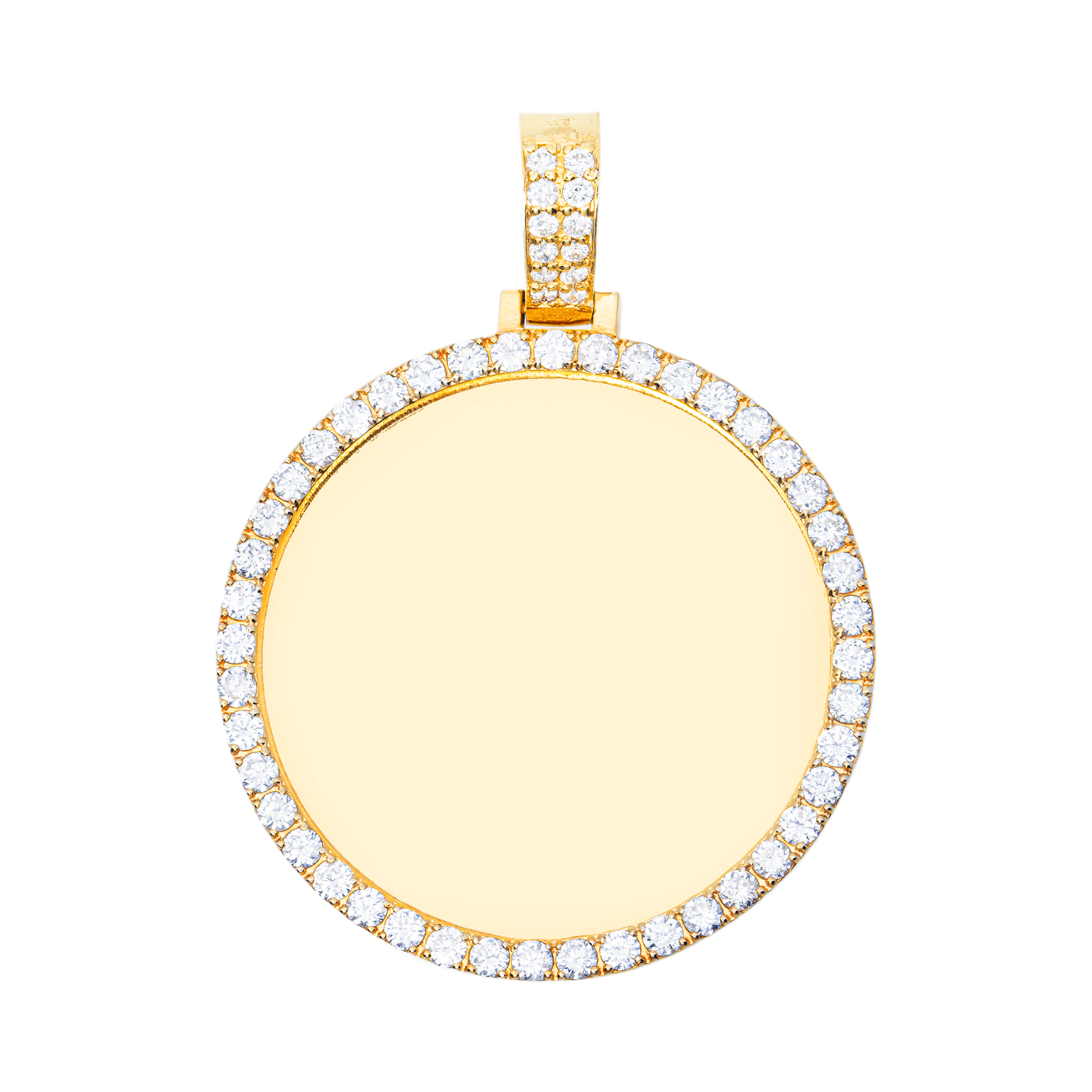 14k Yellow Gold Picture Pendant With Diamond Border