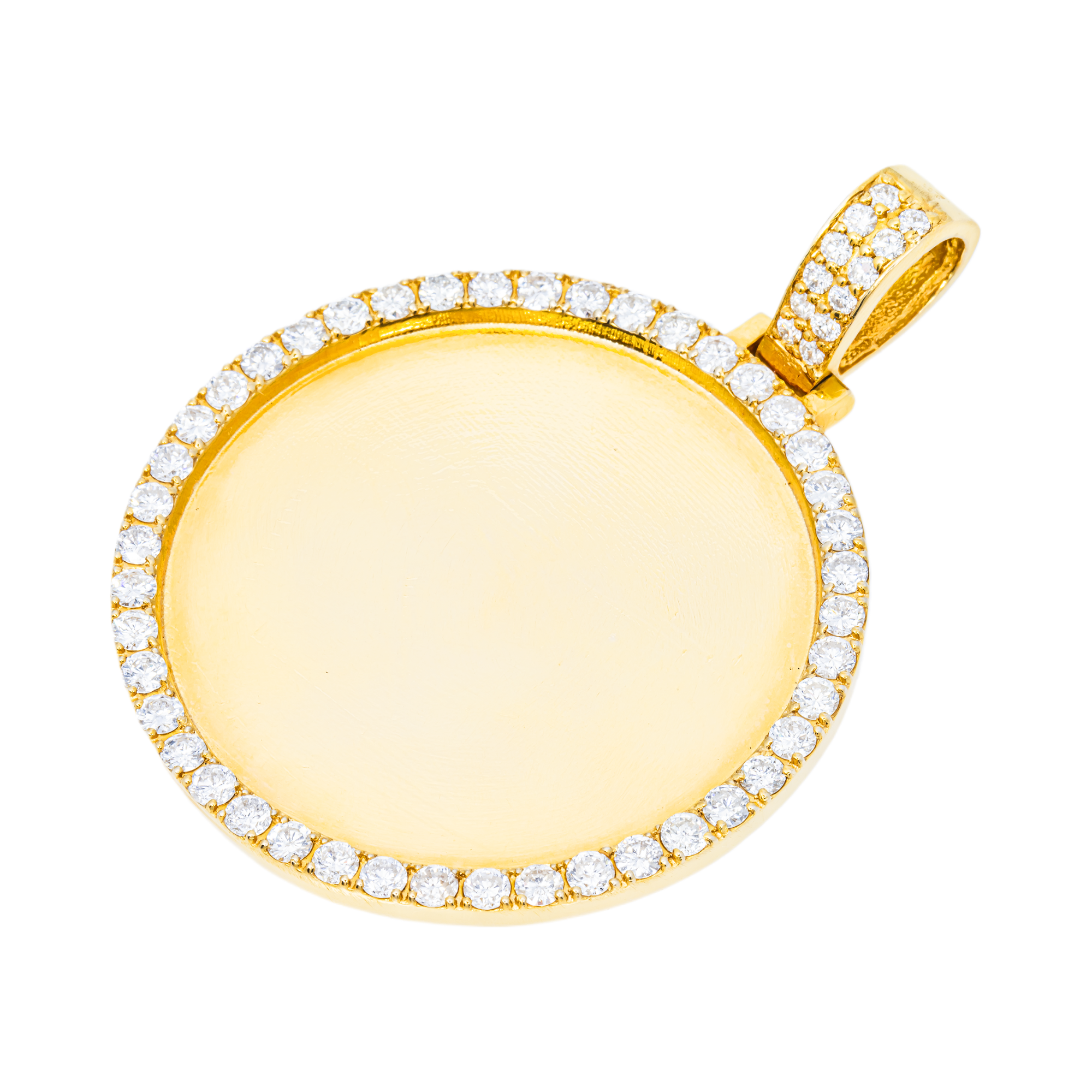 14k Yellow Gold Picture Pendant With Diamond Border