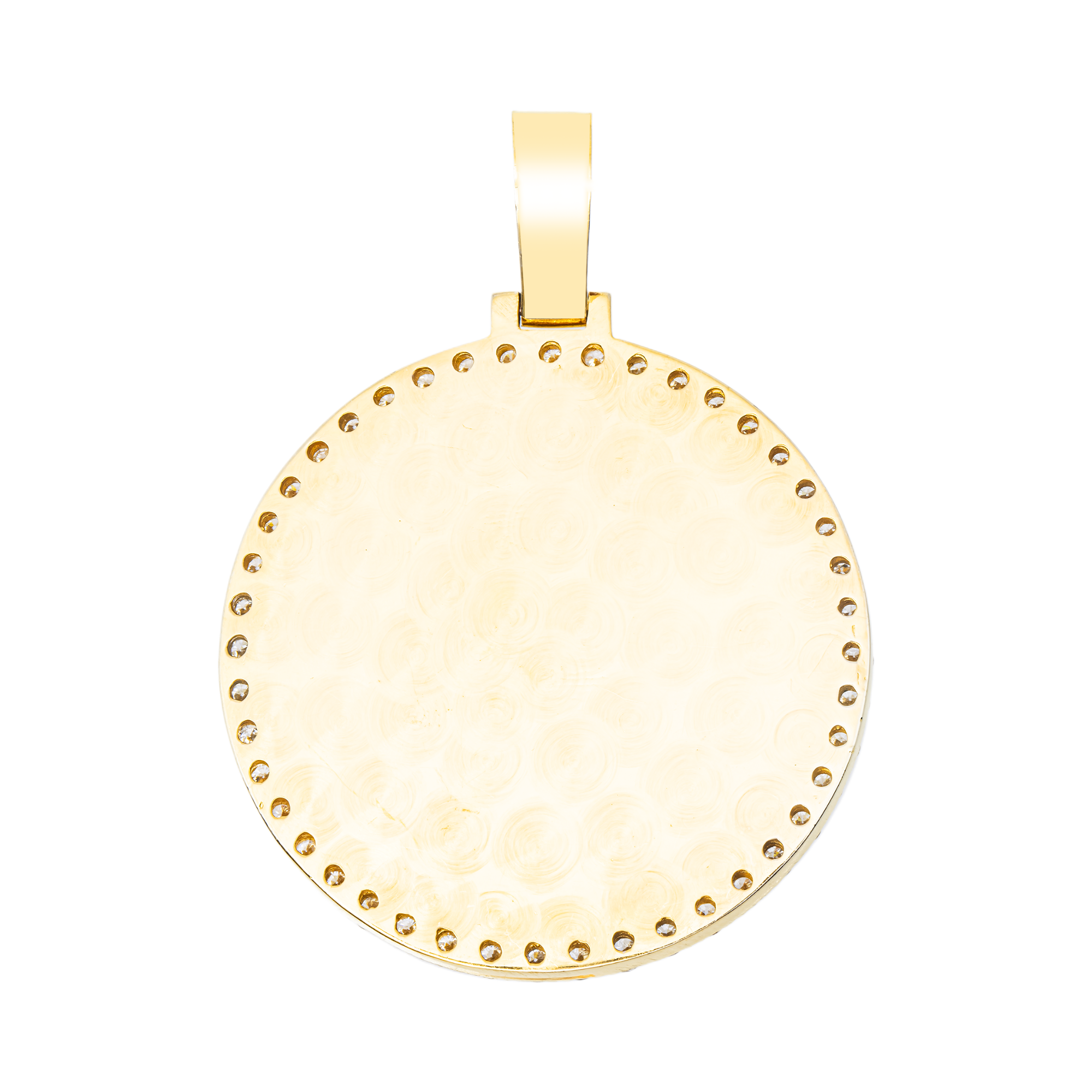 14k Yellow Gold Picture Pendant With Diamond Border