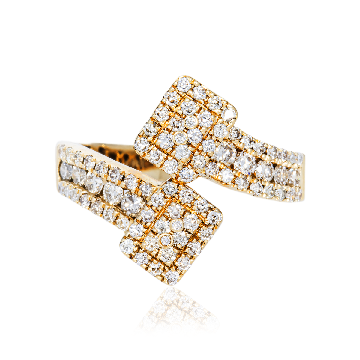 14k Pave Set by-pass Ring w/6.1ct
