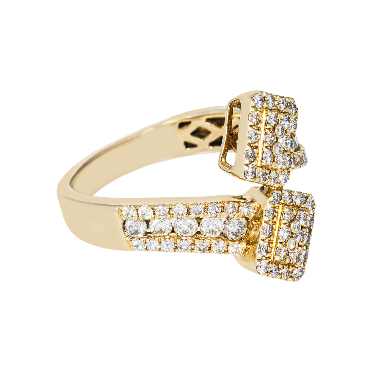 14k Pave Set by-pass Ring w/6.1ct