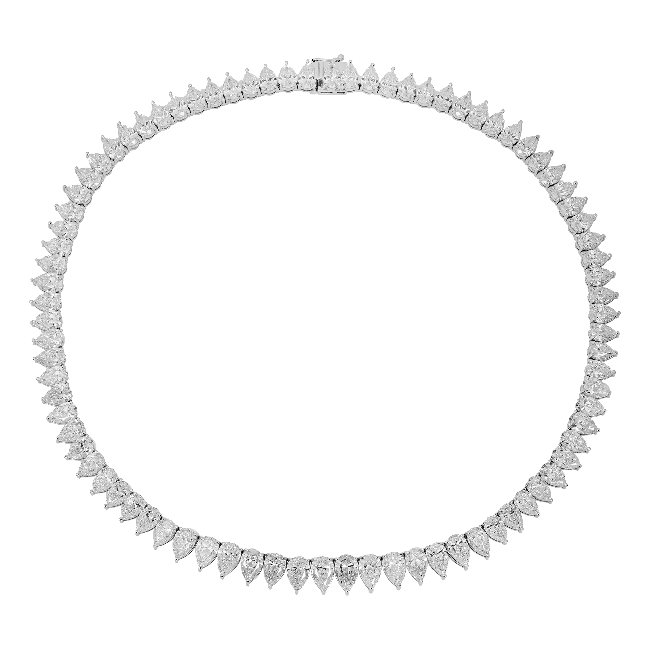 73 Carat Pear Lab Diamond Necklace in 14K White Gold – Pear Diamond Statement Necklace
