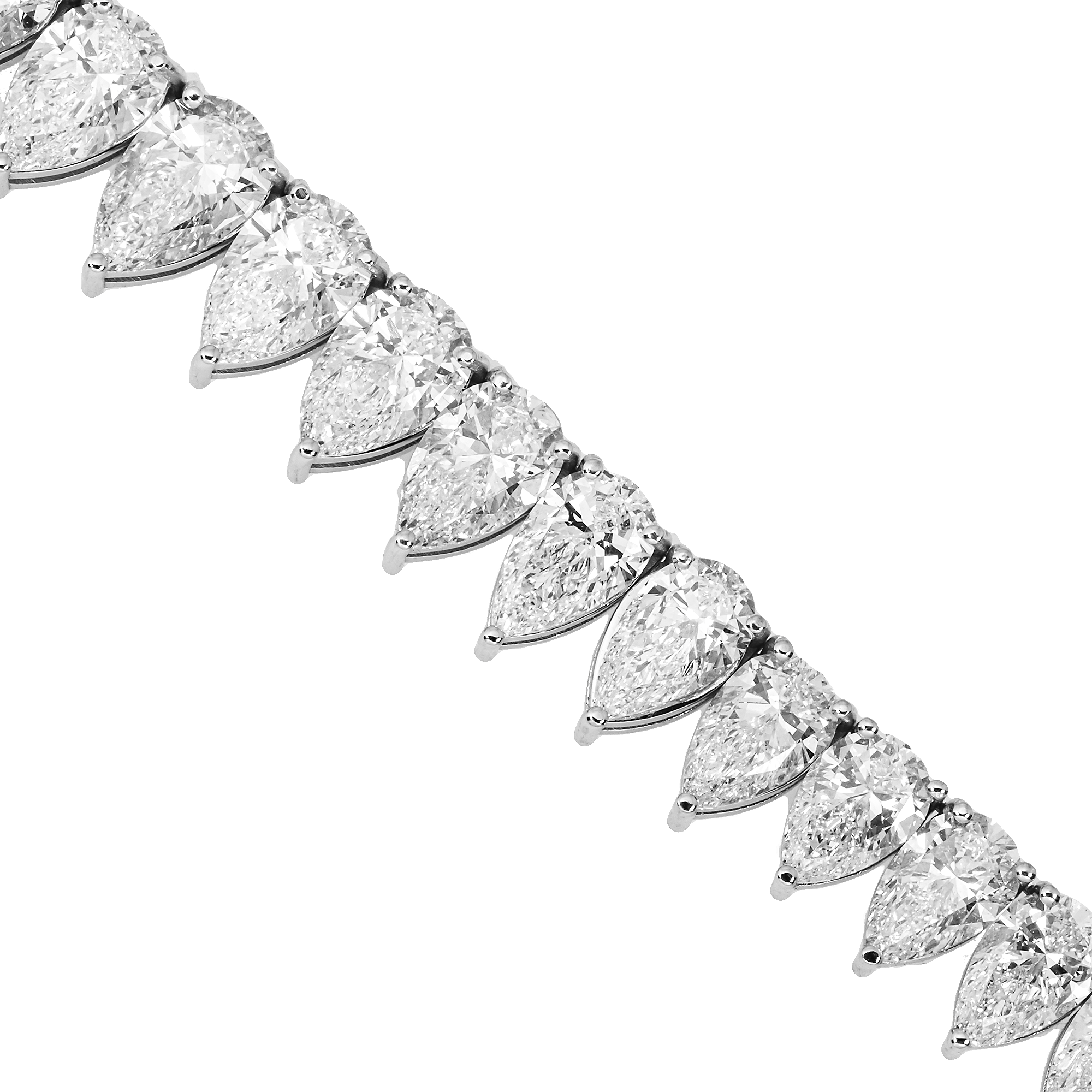 73 Carat Pear Lab Diamond Necklace in 14K White Gold – Pear Diamond Statement Necklace
