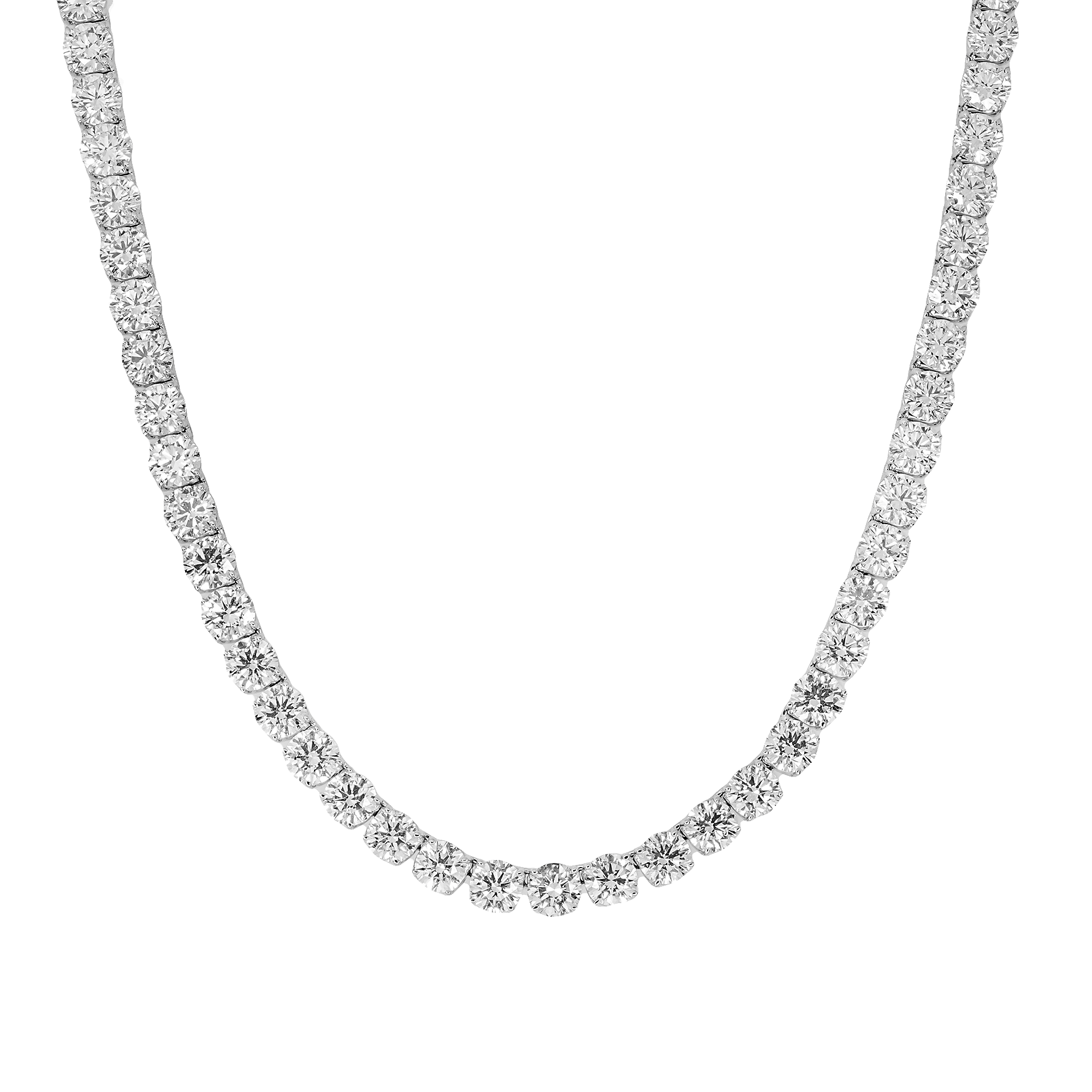 90.47 Carat Round Brilliant Lab Diamond Tennis Necklace – 14K White Gold
