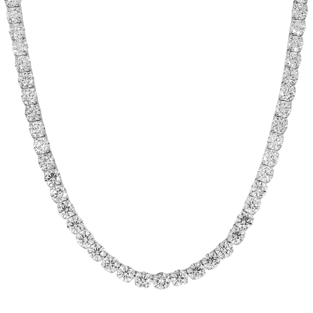 90.47 Carat Round Brilliant Lab Diamond Tennis Necklace – 14K White Gold