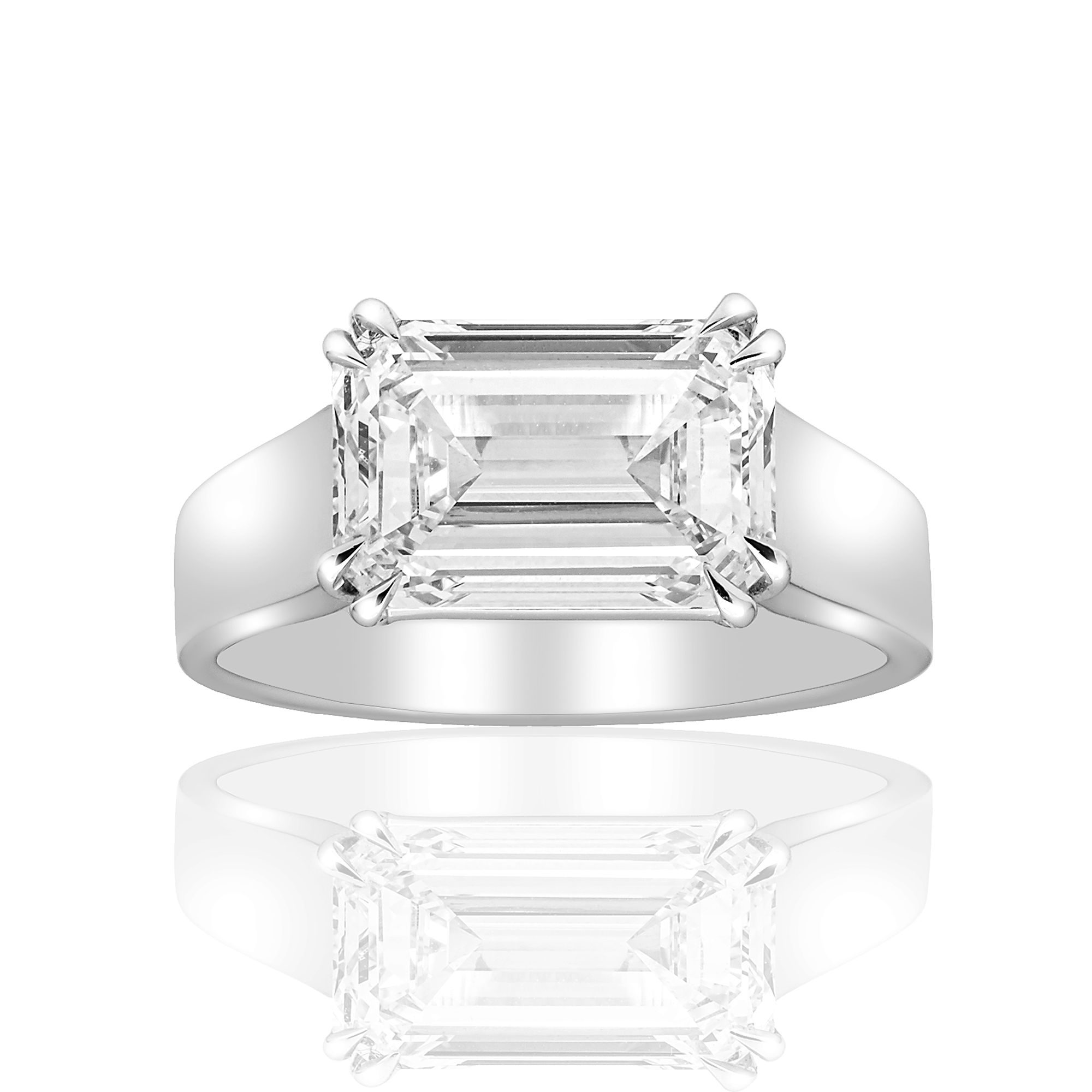 7.37 Carat Emerald Cut Lab Diamond Engagement Ring – F Color VVS1, 14K White Gold