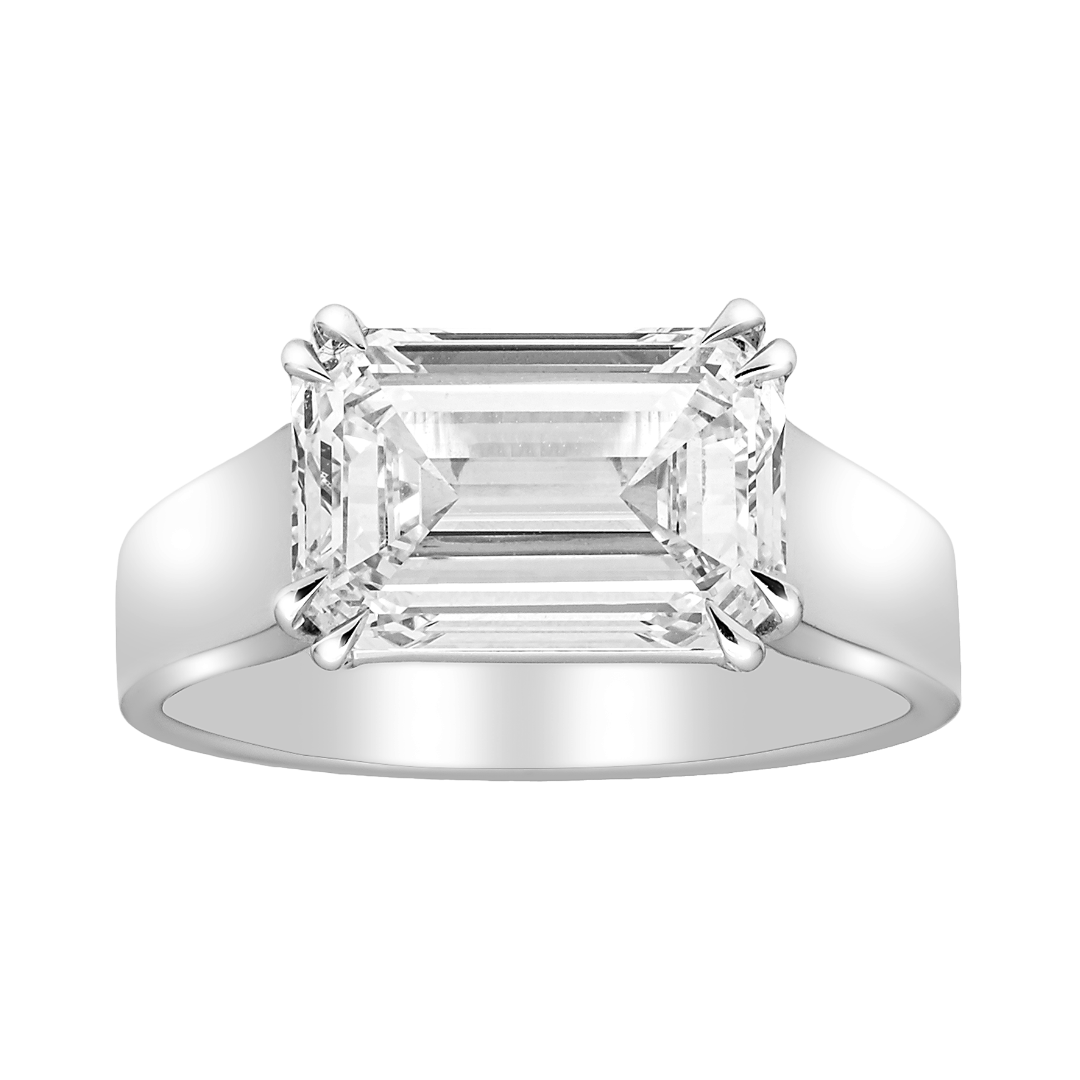 7.37 Carat Emerald Cut Lab Diamond Engagement Ring – F Color VVS1, 14K White Gold