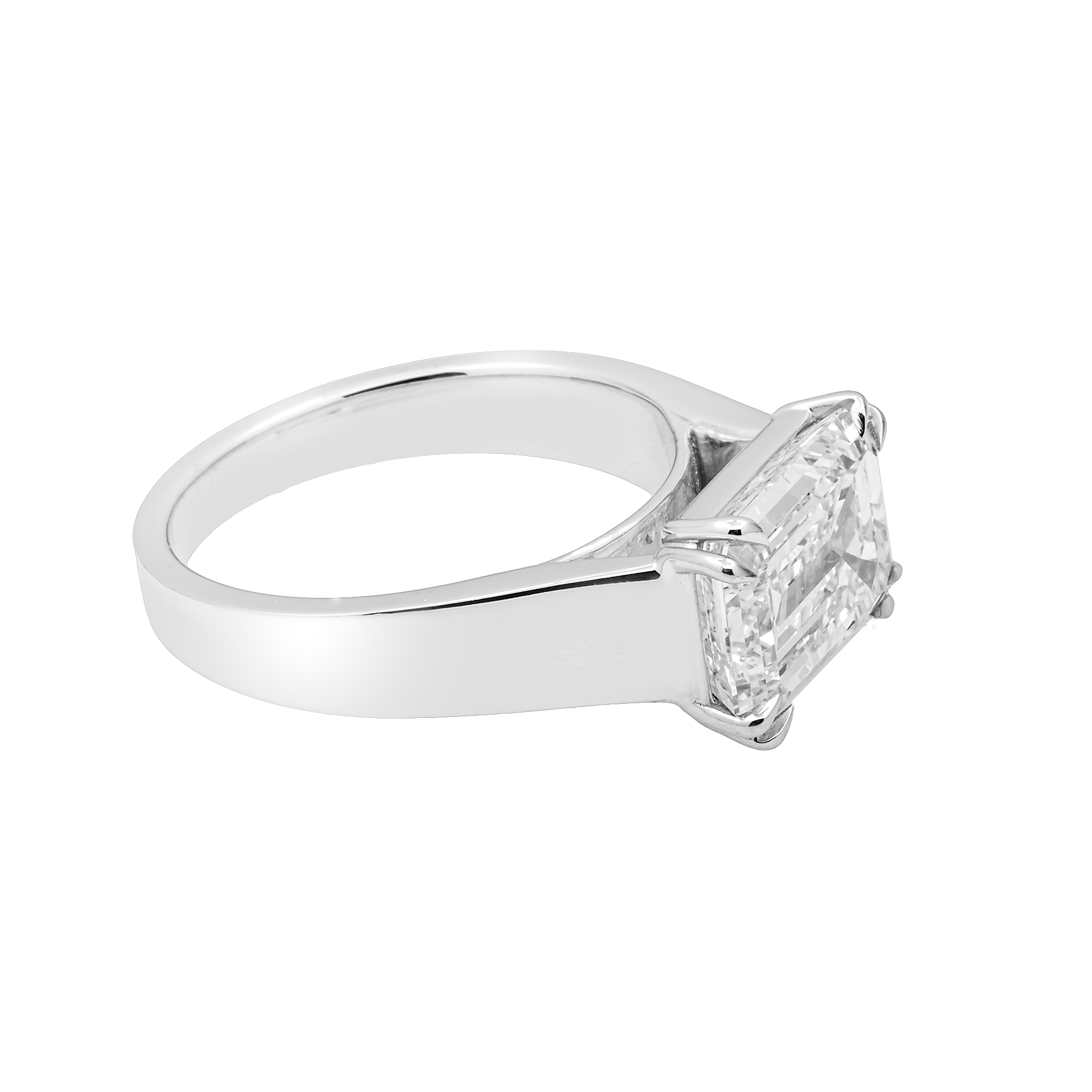 7.37 Carat Emerald Cut Lab Diamond Engagement Ring – F Color VVS1, 14K White Gold
