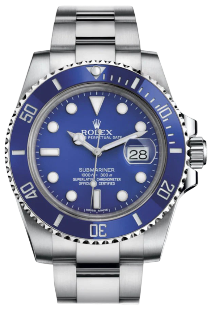 Rolex Submariner Date 18K White Gold Blue Dial Mens Watch 116619LB