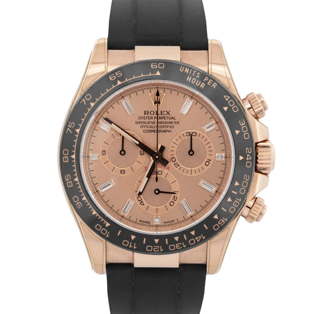 FACTORY BAGUETTE Rolex Daytona Cosmograph Oysterflex 18K ROSE Gold 40mm 116515