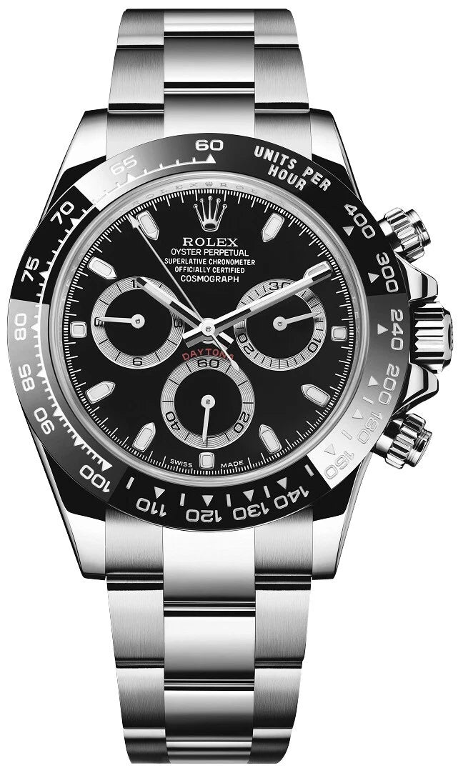 Rolex Cosmograph Daytona 40mm Black Dial Bezel Men's Oyster Steel Watch 116500LN