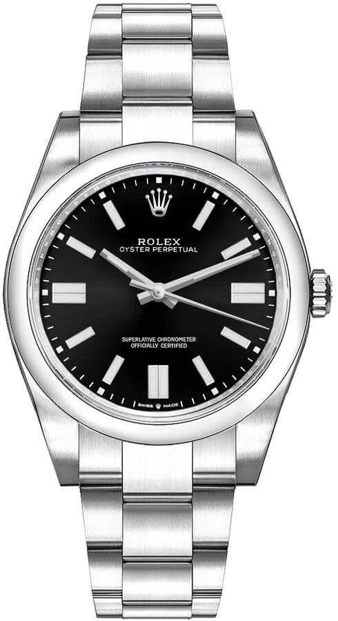 Rolex Oyster Perpetual 36mm Black Baton Dial Stainless Steel Unisex Watch 126000