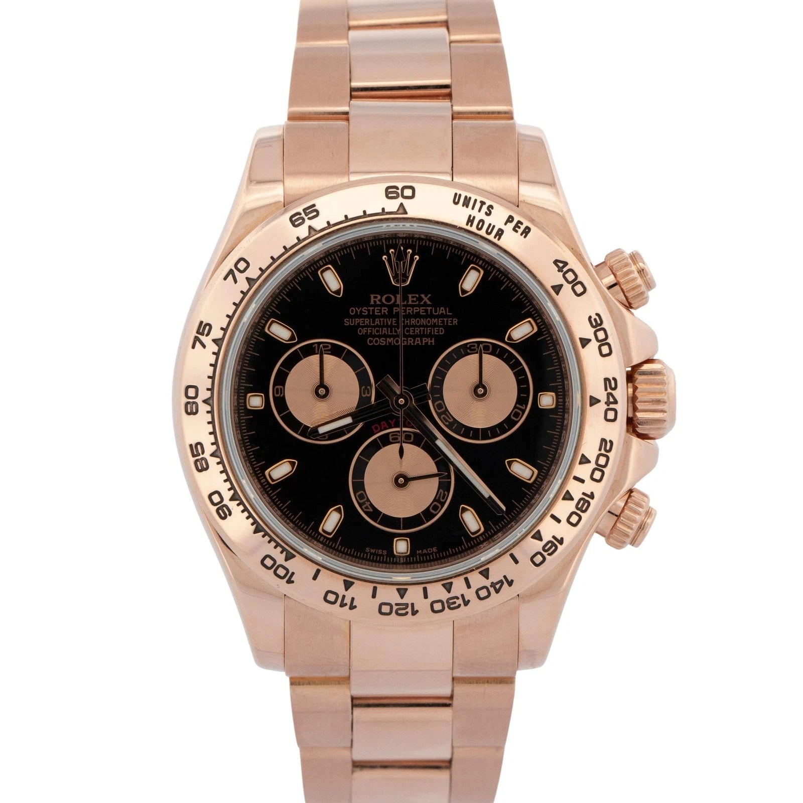 2015 PAPERS Rolex Daytona Cosmograph BLACK Sundust 40mm 18K Rose Gold 116505 BOX